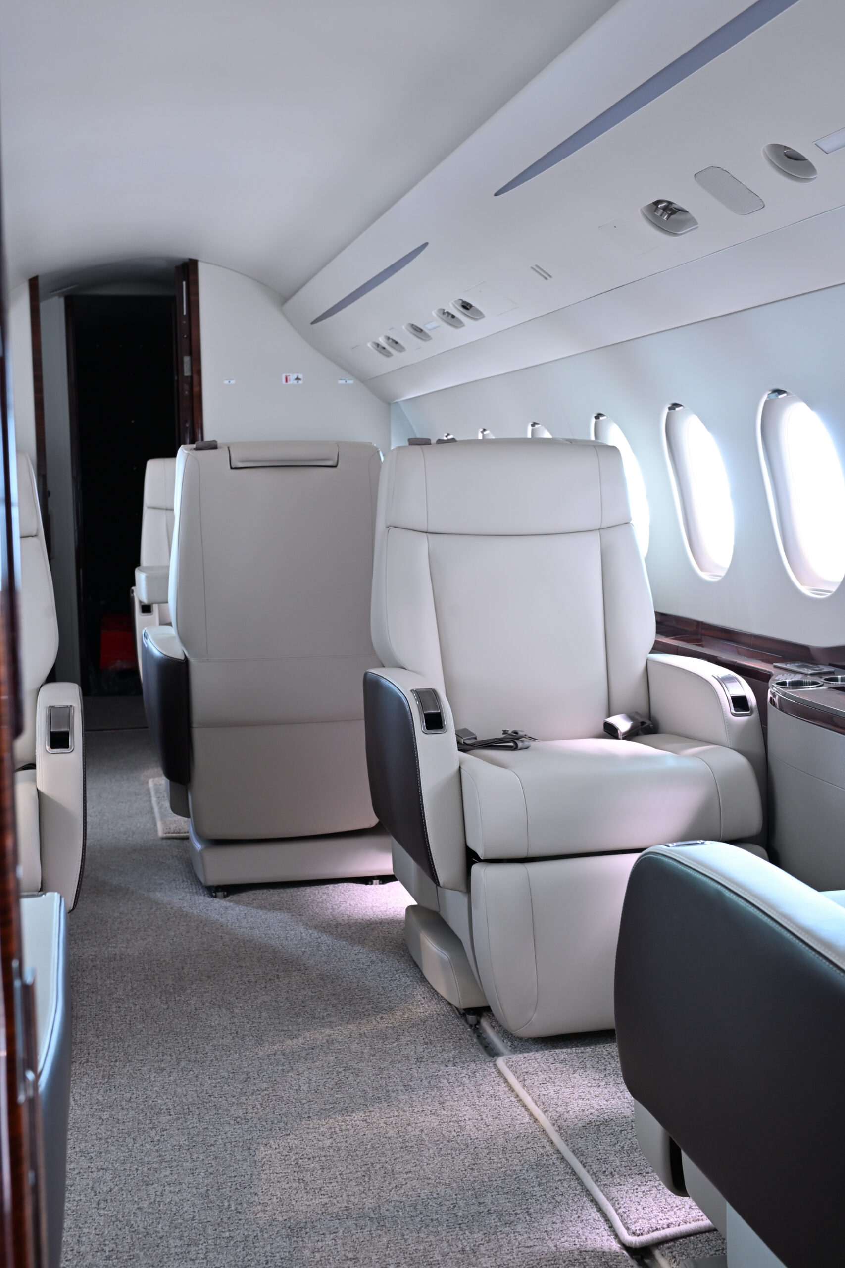 Interior of a Dassault Falcon 2000 in Kortrijk-Wevelgem international airport, Flyinggroup hangar