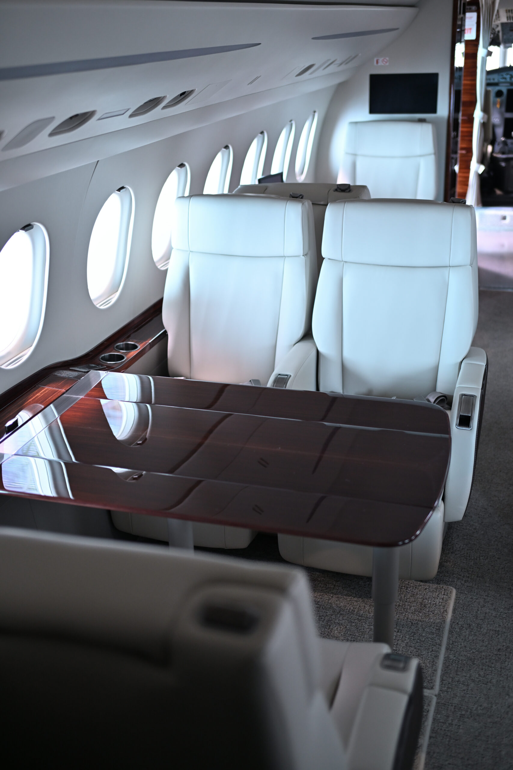 Interior of a Dassault Falcon 2000 in Kortrijk-Wevelgem international airport, Flyinggroup hangar