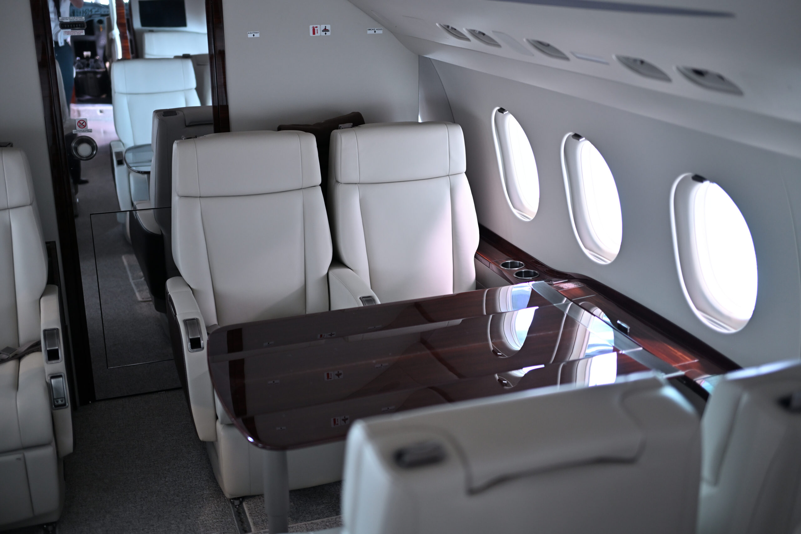 Interior of a Dassault Falcon 2000 in Kortrijk-Wevelgem international airport, Flyinggroup hangar